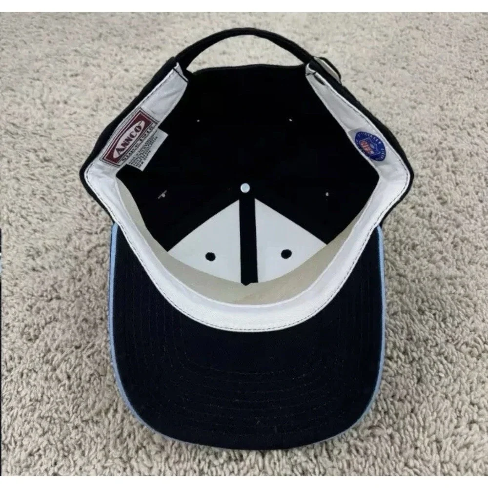 Tennessee Titans Hat Annco Black Strapback Red Circled Spellout Vtg NFL Cap NOS*